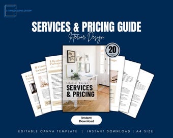 Interior Design Pricing Guide Template | Editable Canva Brochure (Digital Download)