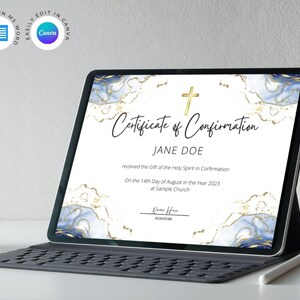 Editable Certificate of Confirmation. Celebrating a Sacred Milestone