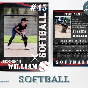 Softball Trading Card Template | Trading Card Template | Canva Template | Editable Trading Card | Softball Card