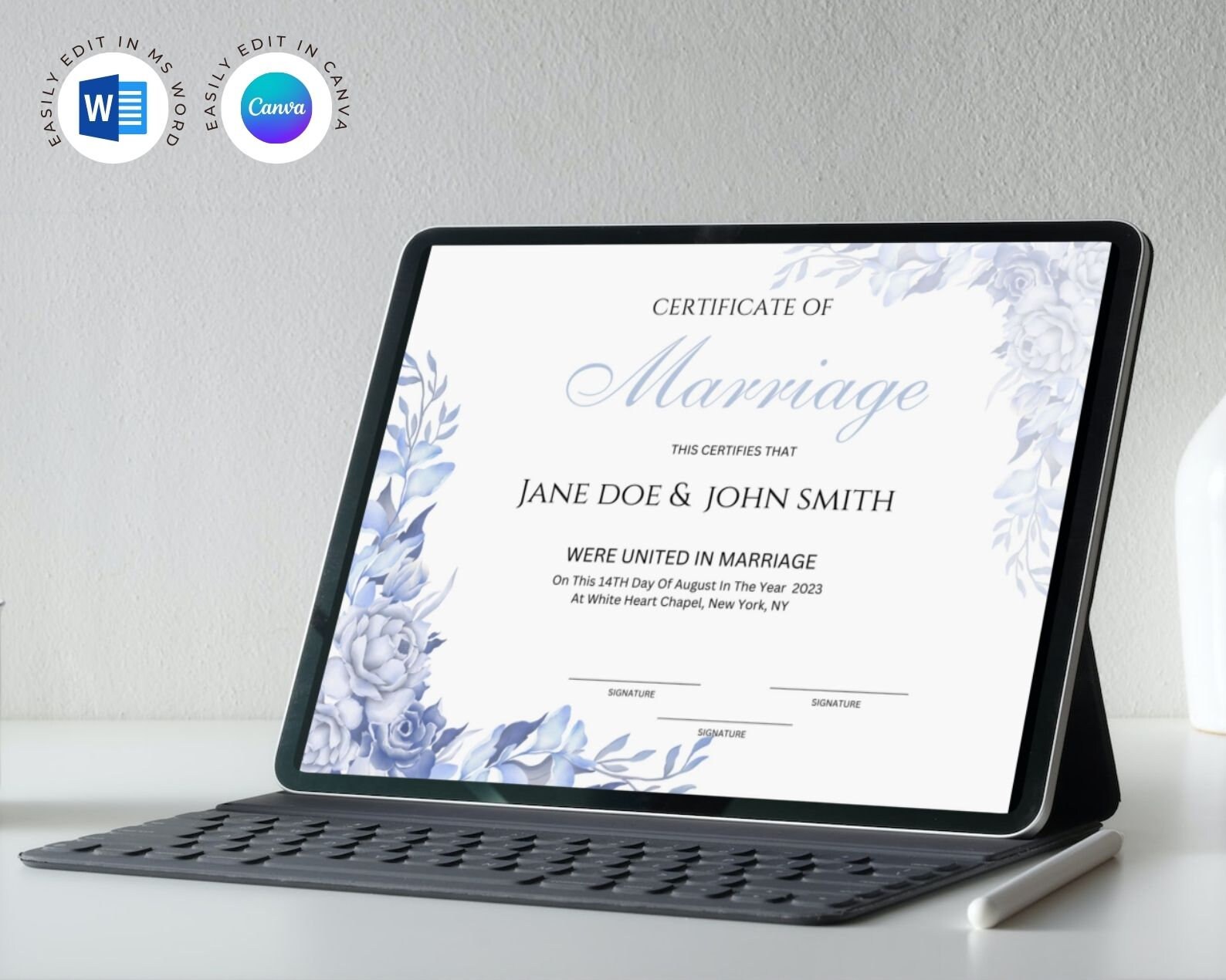 Editable Certificate of Marriage Template. Marriage License. Printable ...