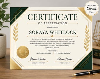 Editable Appreciation Certificate, Appreciation Canva Template, Printable Recognition Certificate, Employee Appreciation Award