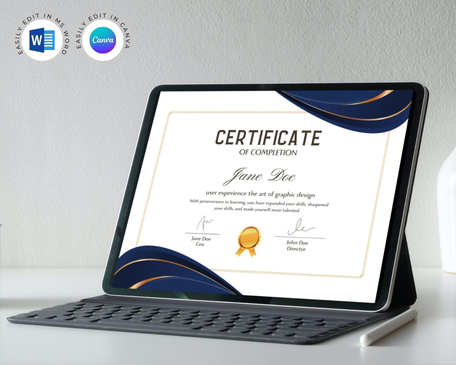 Editable Certificate of Completion Template. Award Template. Printable ...