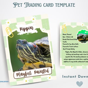Turtle Pet Trading Card Template | Pet Trading Card Template | Canva Template | Editable Trading Card | Turtle Card