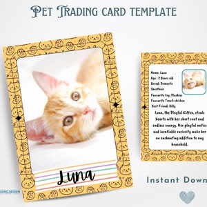 Cat Pet Trading Card Template | Pet Trading Card Template | Canva Template | Editable Trading Card | Cat Card