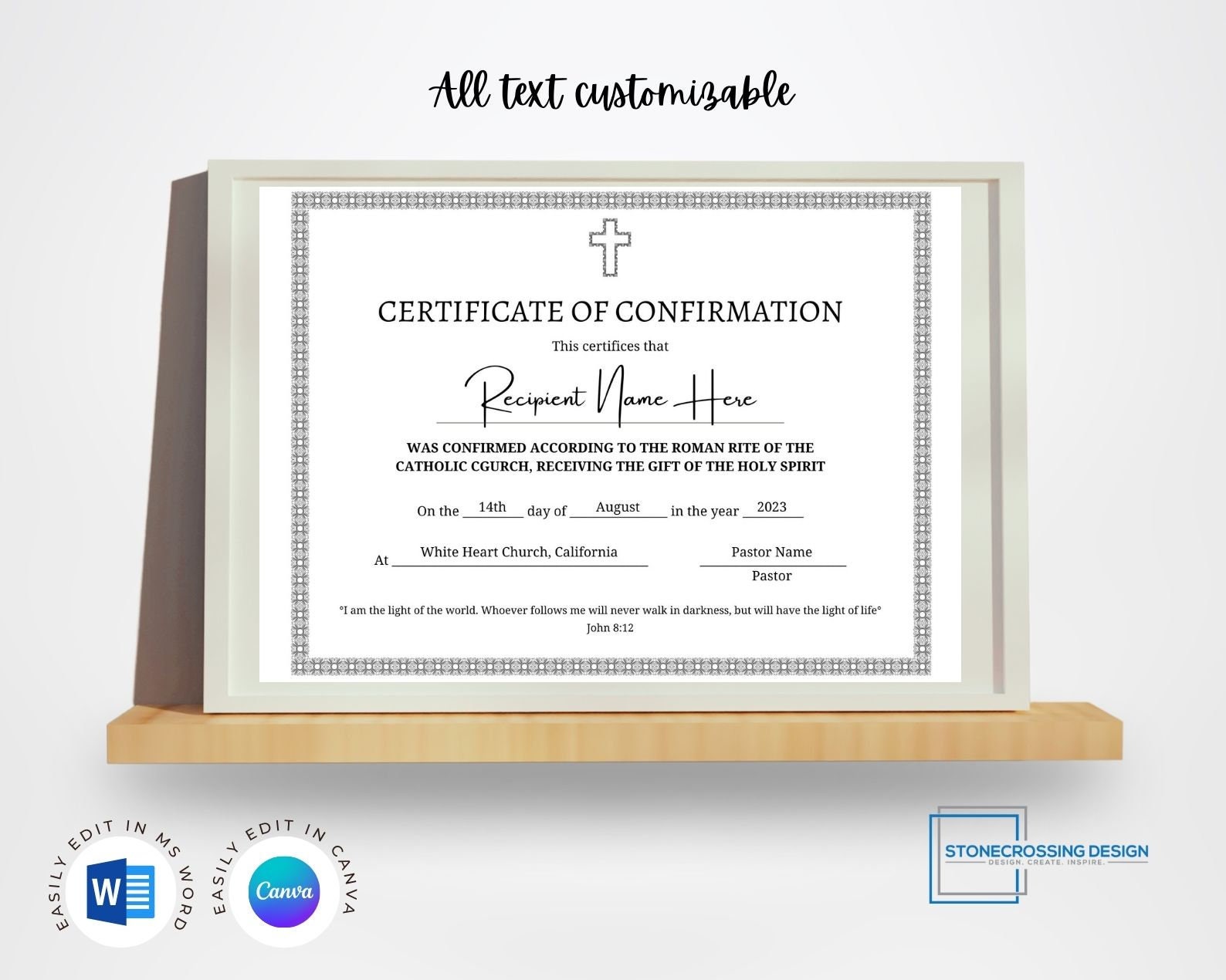 Editable Certificate of Confirmation. Celebrating a Sacred Milestone ...