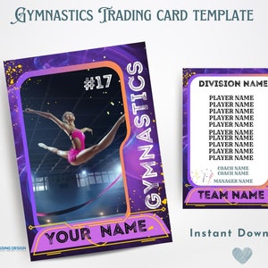 Gymnastics Trading Card Template | Trading Card Template | Canva Template | Editable Trading Card | Gymnastics Card