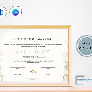 Editable Certificate of Marriage Template. Marriage License. Printable ...