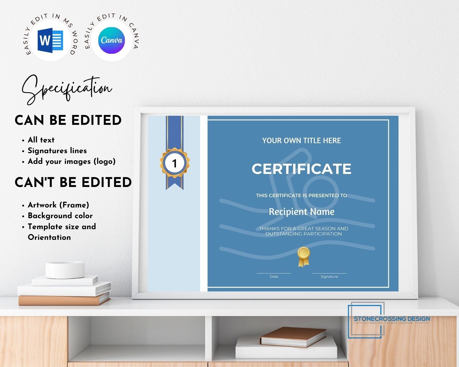 Editable Participation Sports Certificate Template With Photo. - Etsy