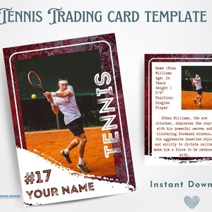 Tennis Trading Card Template | Trading Card Template | Canva Template | Editable Trading Card | Tennis Card