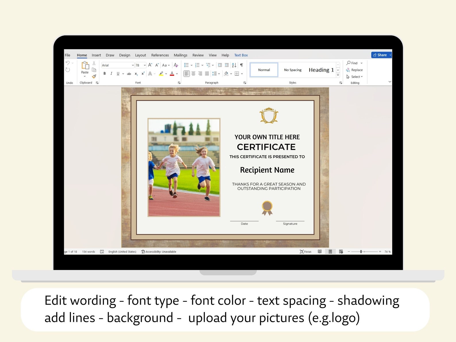Editable Running Track Sports Certificate Template With Photo. - Etsy