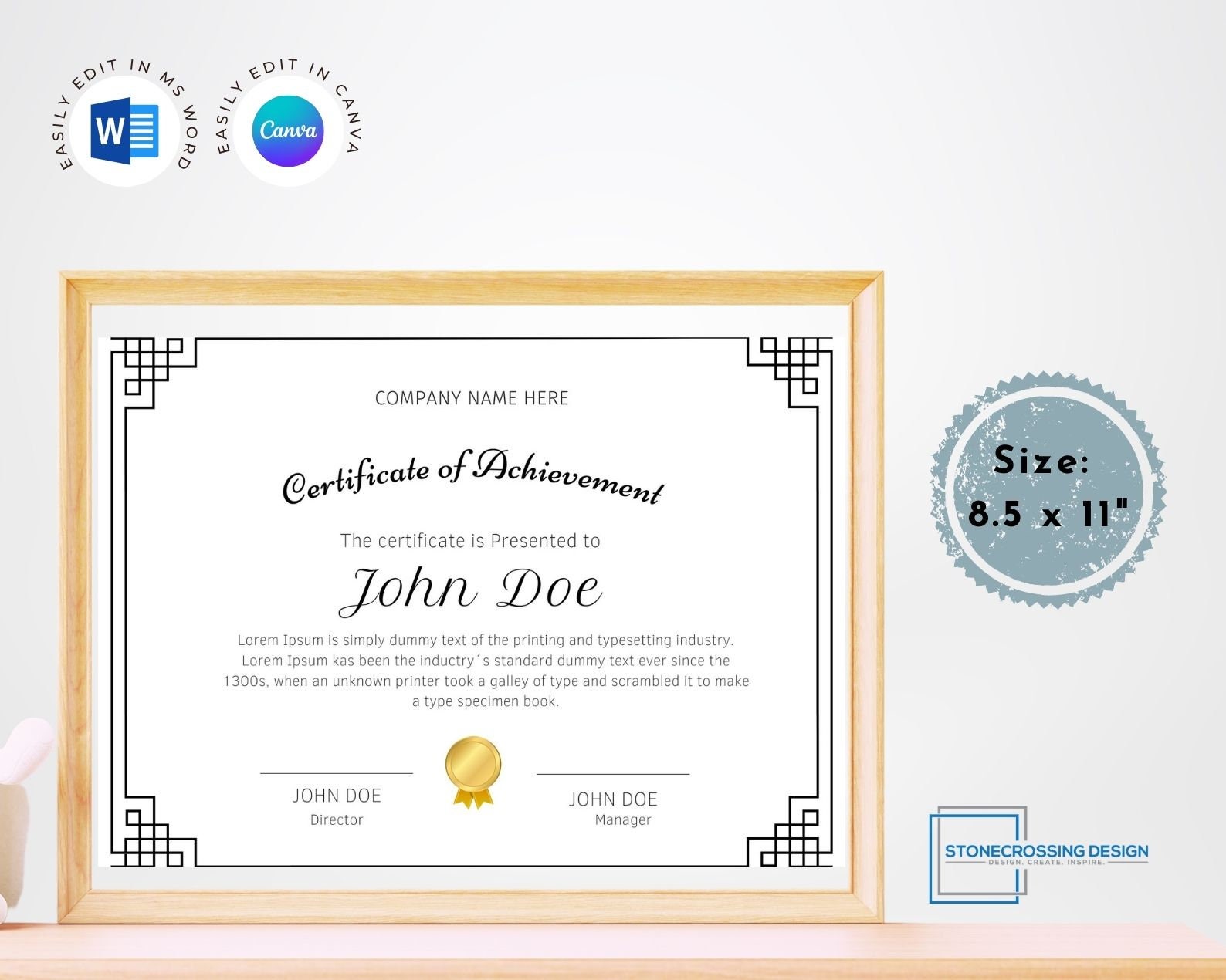 Editable Certificate of Achievement Template. Award Template. - Etsy