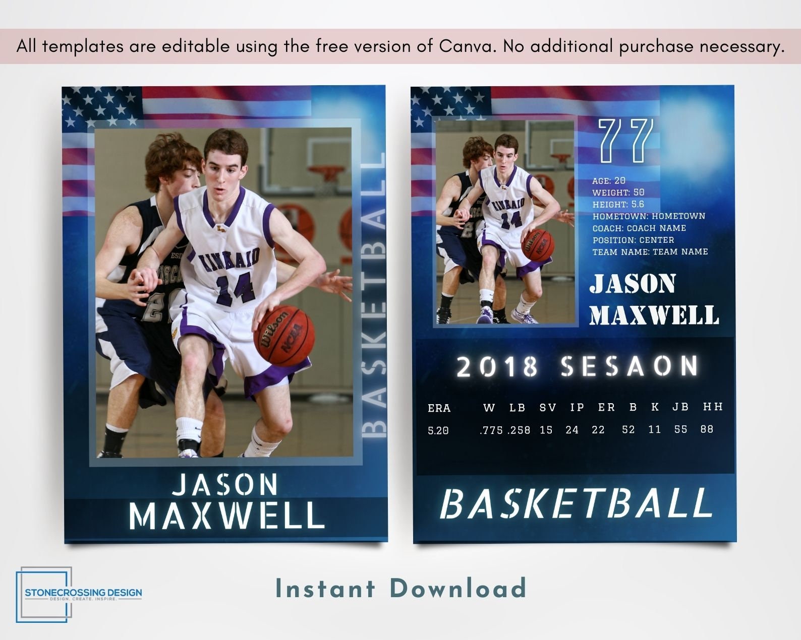 Basketball Trading Card Template Trading Card Template Etsy