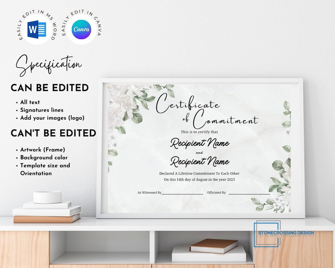 Editable Certificate of Commitment. Editable With Canva or Microsoft ...