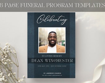 8 Page Funeral Program Template | 8 Page Obituary Template | 8.5 x 11 inch | Memorial Programs | Memorial Service