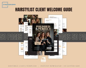 Hairstylist Client Welcome Guide | Salon Policies, Forms (Canva Template)