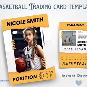 Basketball Mädchen Sammelkarte Vorlage | Sammelkarte Vorlage | Canva Vorlage | Bearbeitbare Sammelkarte | Mädchen Basketball Karte