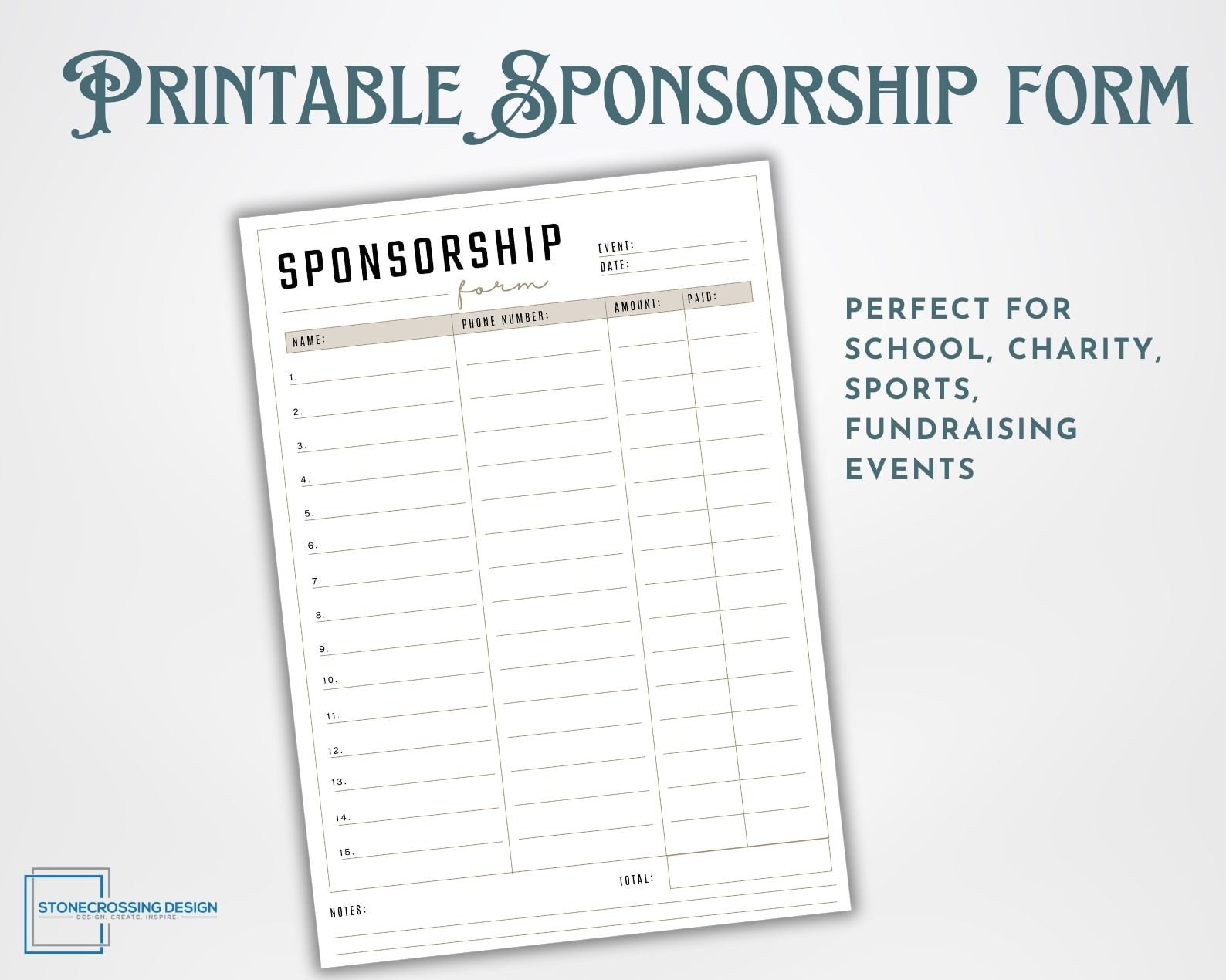 elevate your fundraising: printable sponsorship form, charity
