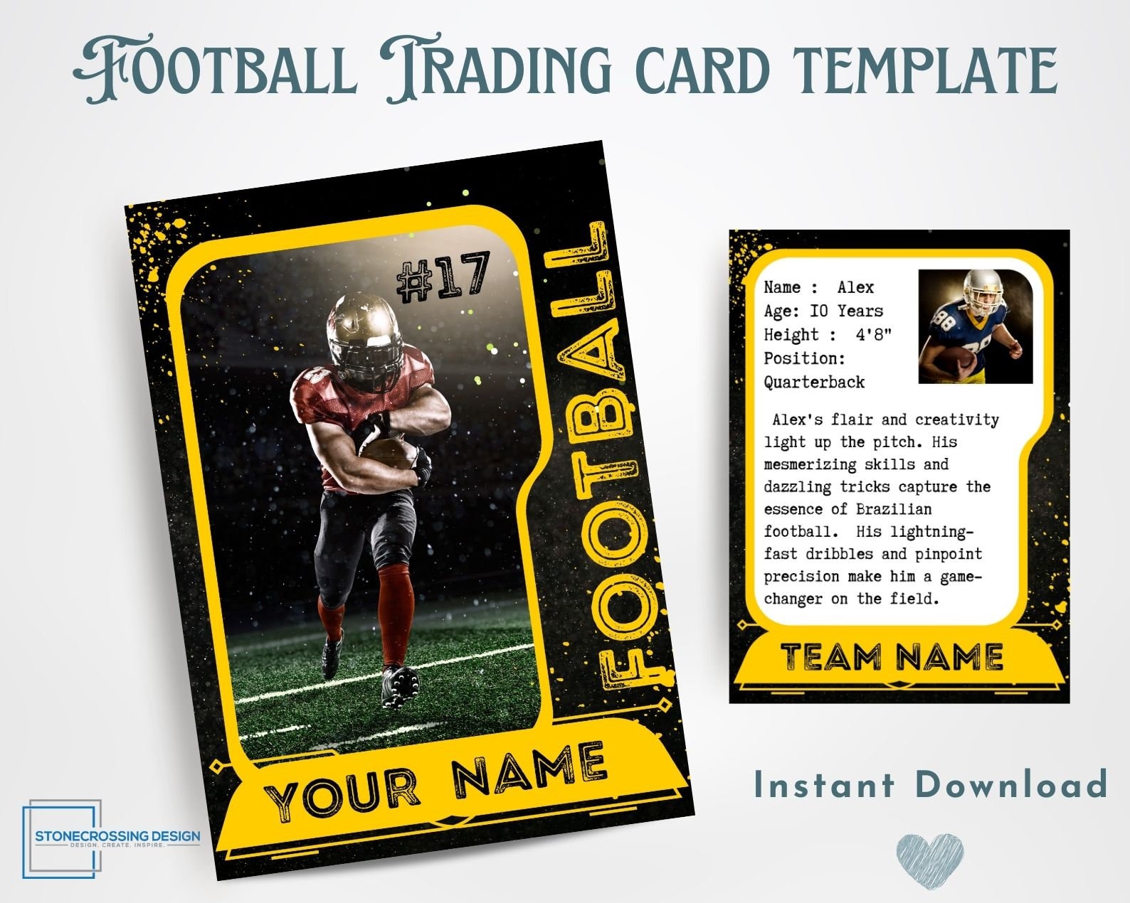 Football Trading Card Template Trading Card Template Canva Template Football Trading Card Template Trading Card Template Canva Template