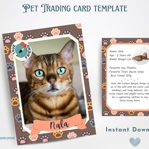 Cat Pet Trading Card Template | Pet Trading Card Template | Canva Template | Editable Trading Card | Cat Card