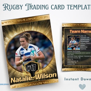 Girls Rugby Trading Card Template | Trading Card Template | Canva Template | Editable Trading Card | Girls Rugby Card