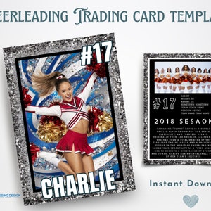 Sjabloon voor cheerleading voor meisjes | Sjabloon ruilkaart | Canvassjabloon | Bewerkbare ruilkaart | Cheerleadingkaart voor meisjes