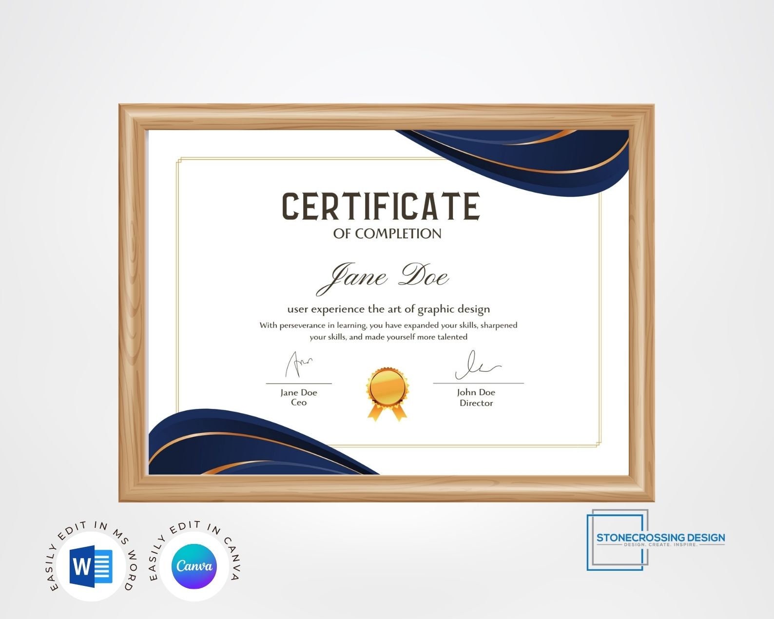 Editable Certificate of Completion Template. Award Template. Printable ...
