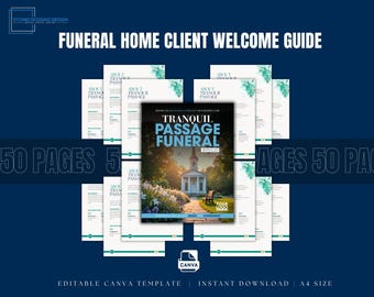 Funeral Home Client Welcome Guide | 50-Page Canva Template