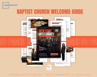 Baptist Church Welcome Guide | 50-Page New Member Orientation Packet (Canva Template)
