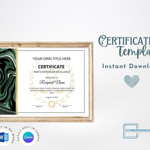 Editable Golf Sports Certificate Template With Photo. Award. Trophy. Printable Certificate. Editable with Canva or Microsoft Word.