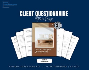 Interior Design Client Questionnaire Template | Editable Canva Intake Form (Digital Download)