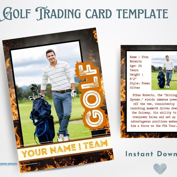 Golf Trading Card Template | Trading Card Template | Canva Template | Editable Trading Card | Golf Card