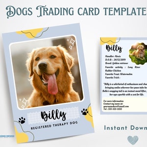 Hund Sammelkarte Vorlage | Sammelkarte Vorlage | Canva Vorlage | Bearbeitbare Sammelkarte | Hundekarte
