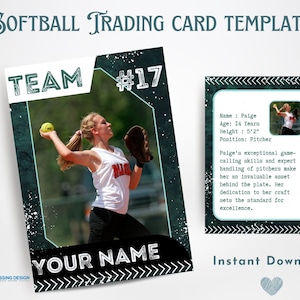 Softball Trading Card Template | Trading Card Template | Canva Template | Editable Trading Card | Softball Card