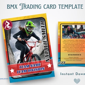 Mädchen BMX Sammelkarte Vorlage | Sammelkarte Vorlage | Canva Vorlage | Bearbeitbare Sammelkarte | Karte für Mädchen