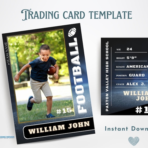 Football Trading Card Templates Etsy