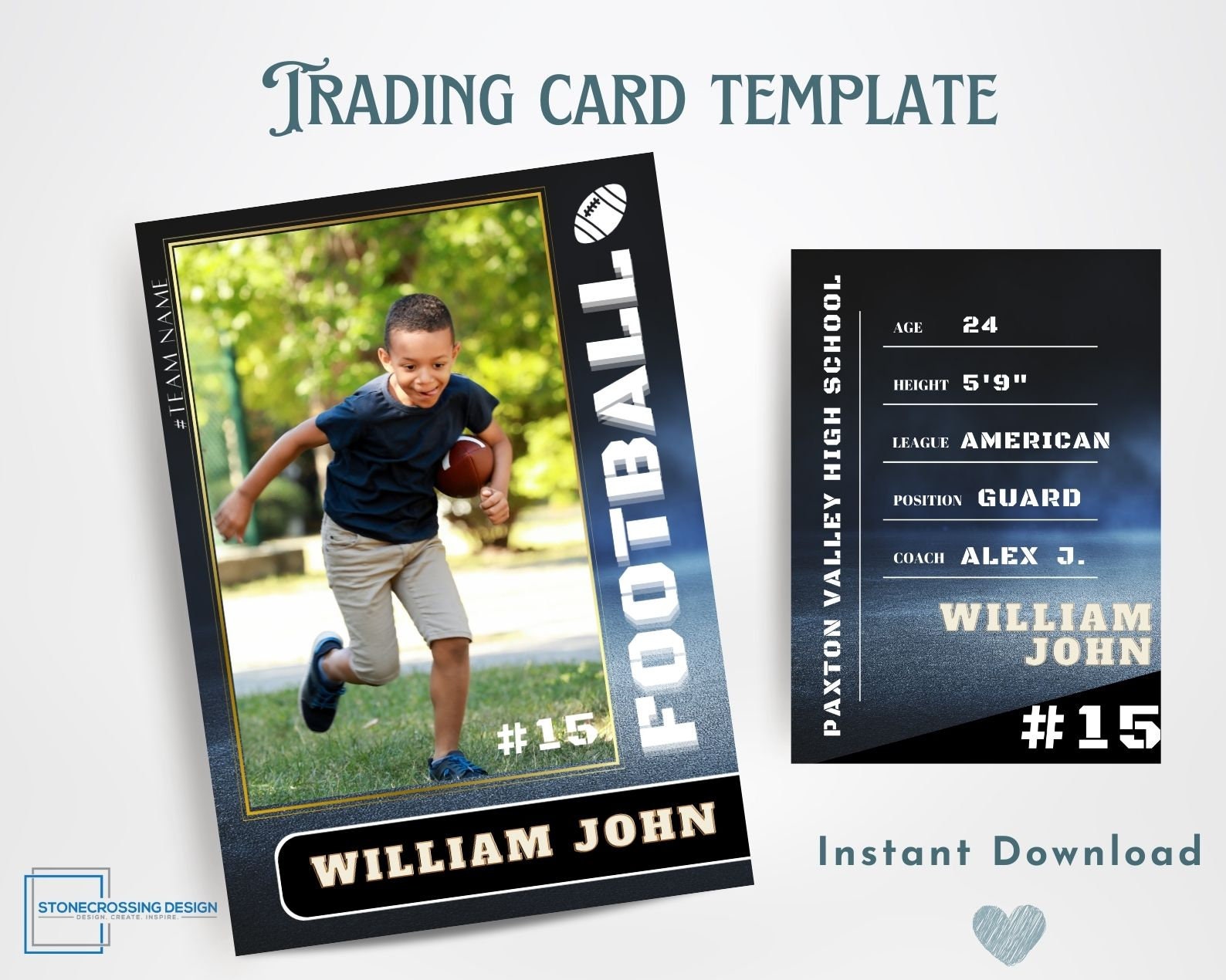 Football Trading Card Template Trading Card Template Canva Template Football Trading Card Template Trading Card Template Canva Template