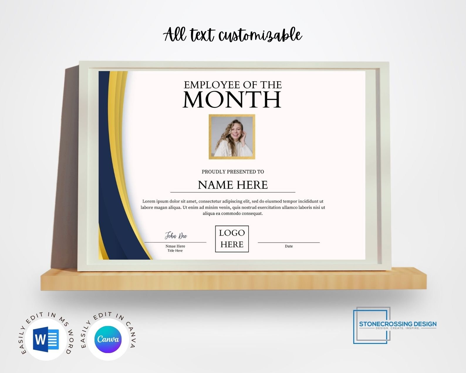 Editable Employee of the Month Certificate Template. Award Template ...