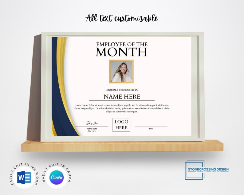 Editable Employee of the Month Certificate Template. Award Template ...