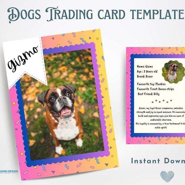 Dog Trading Card Template | Trading Card Template | Canva Template | Editable Trading Card | Dog Card