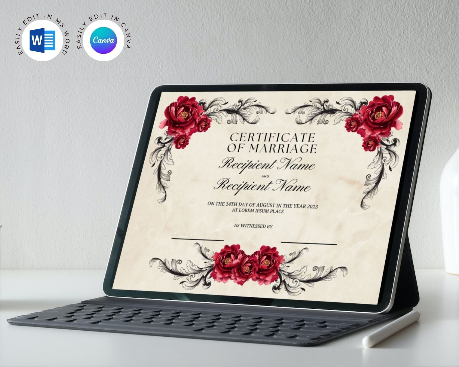 Editable Certificate of Marriage Template. Marriage License. Printable ...