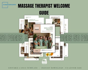 Massage Therapist Welcome Guide | Client Onboarding Packet, Policies, Forms (Canva Template)