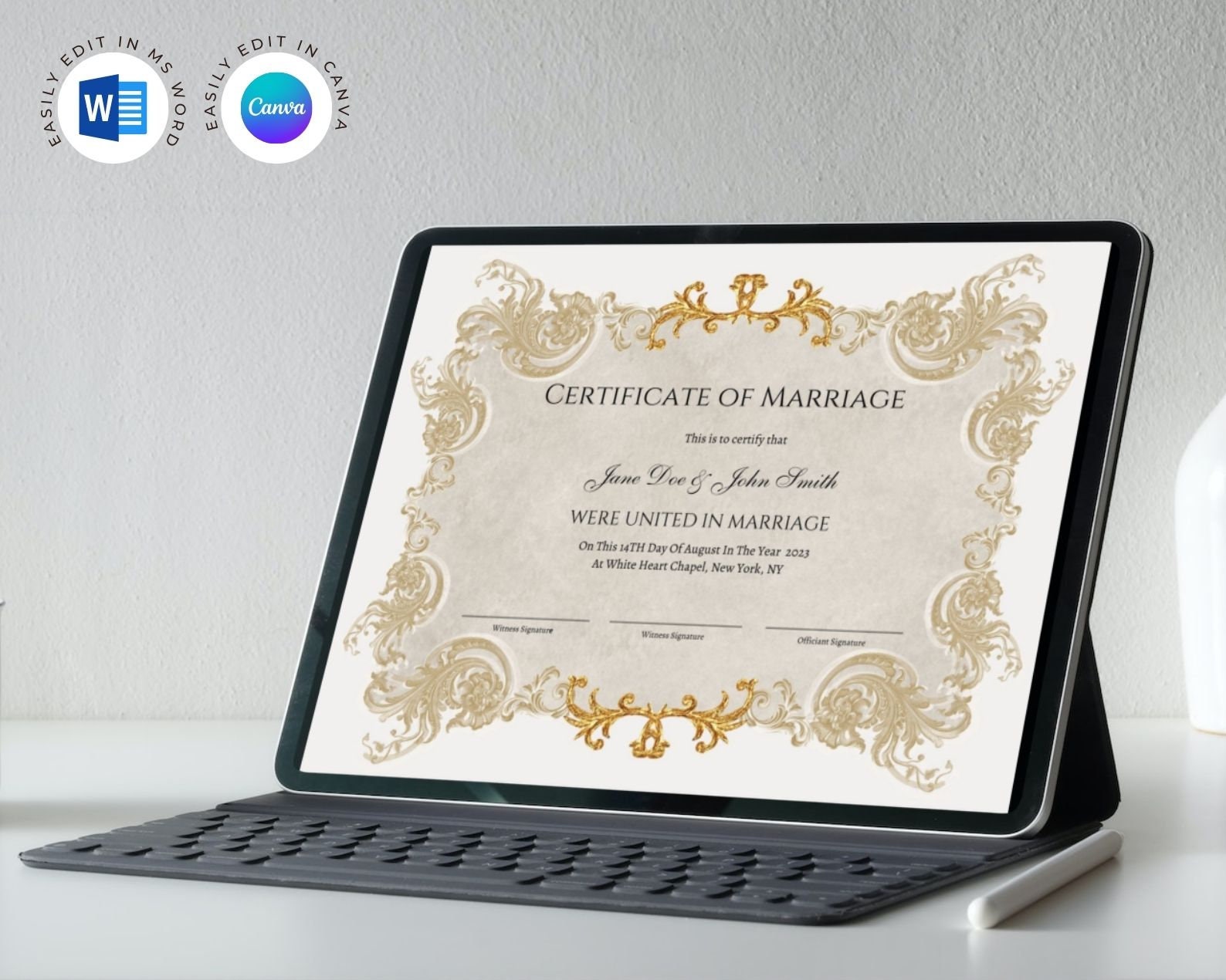 Editable Certificate of Marriage Template. Marriage License. - Etsy