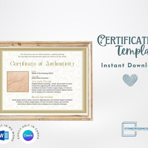 Editable Certificate of Authenticity Template. Authenticity Certificate. Printable Certificate. Editable with Canva or Microsoft Word.