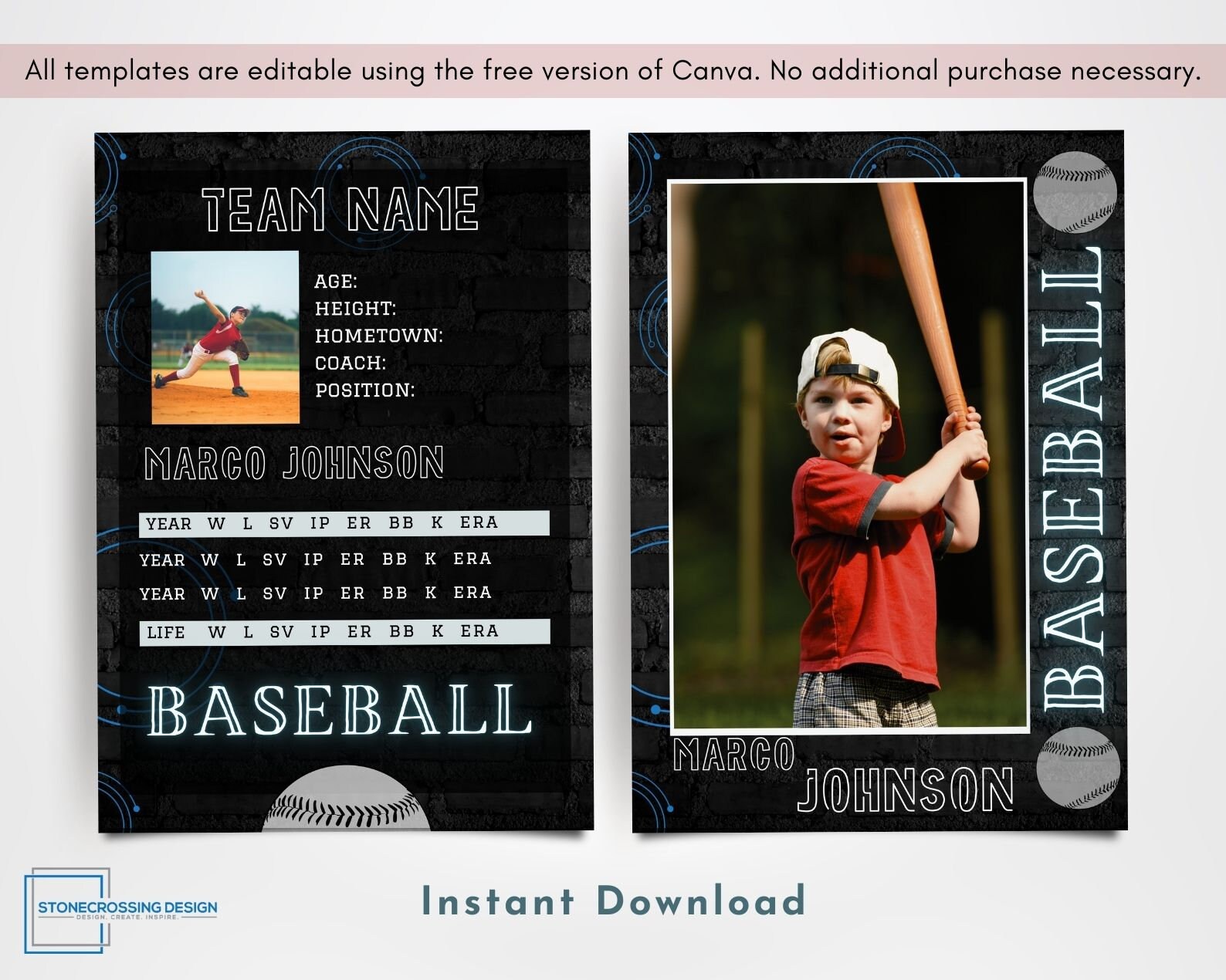 Baseball Trading Card Template Trading Card Template Canva Template
