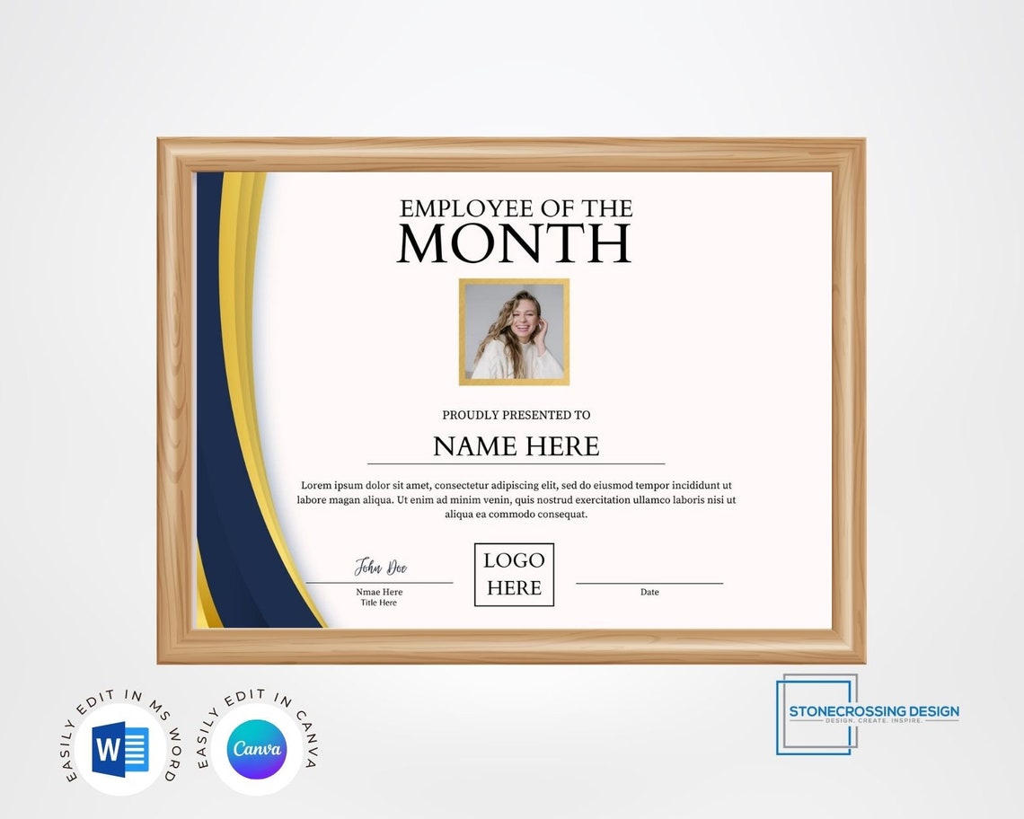 Editable Employee of the Month Certificate Template. Award Template ...