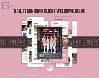 Nail Technician Client Welcome Guide | Editable Canva Salon Packet (Digital Download)