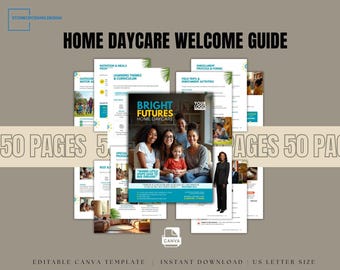 Home Daycare Welcome Guide | Editable Canva Parent Handbook (Digital Download)