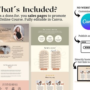 Sales Page Template Canva | Online Course Launch Template | Sales ...