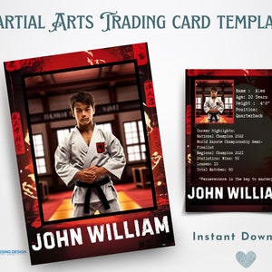 Plantilla de tarjeta comercial de artes marciales para niños / Plantilla de tarjeta comercial / Plantilla Canva / Tarjeta comercial editable / Tarjeta de artes marciales para niños