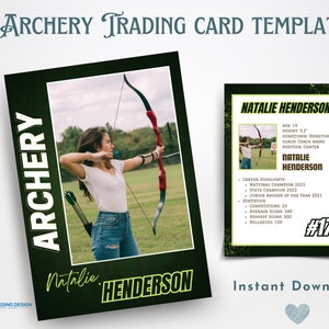 Plantilla de tarjeta comercial de tiro con arco para niñas / Plantilla de tarjeta comercial / Plantilla Canva / Tarjeta comercial editable / Tarjeta de tiro con arco para niñas